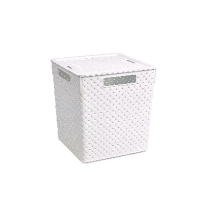 Коробка "Береста" 23л с крышкой квадр.(белый)  (то)