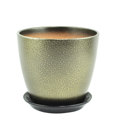 Горшок Глянец бутон мет.чер/зол 15см (ГЛ 11/2)    