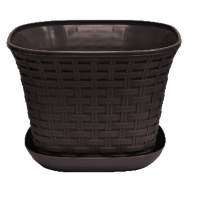 Кашпо квадратное "Ротанг" 4,6л с поддоном (венге)(то)