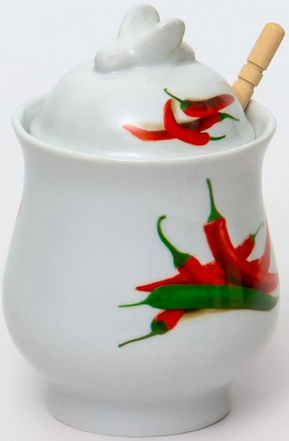 баночка для меда с ложкой, ЧИЛИ, цветная упаковка