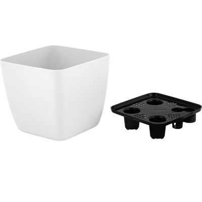 Горшок для цветов Vienna Orchid 1,5л с дренажной вставкой квадр. белый жемчуг (то)