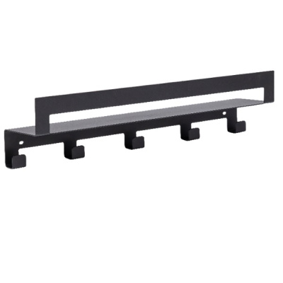 Полка настенная "Line" 50см с 5-ю крючками (черный)(хпп) (то)