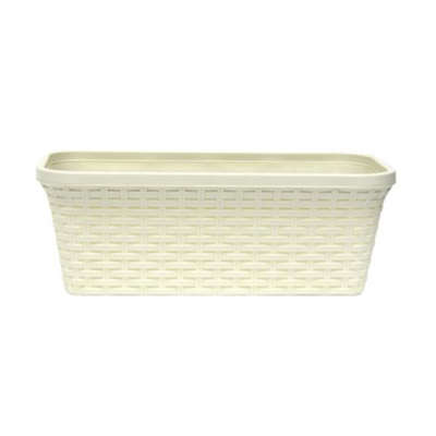 Ящик балконный 43см "Ротанг" с дренажем (слоновая кость) (то)