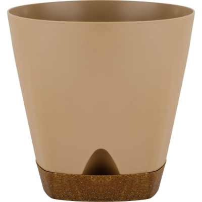 Горшок для цветов WOOD D200мм с прикорневым поливом 4л молочный шоколад/бук (то)