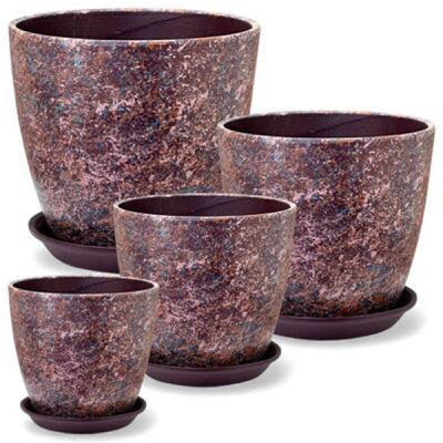 Комплект горшков Роспись бутон яшма лиловый кмпт из 4-х (РС192)