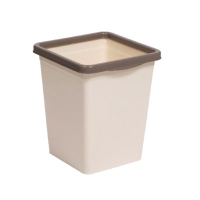 Ведро для мусора с фиксатором 14л квадратное (слон.кость/шоколад) (то)