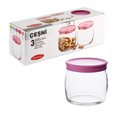 Банка CESNI 3 шт. 500 мл с розовой пласт.крышками