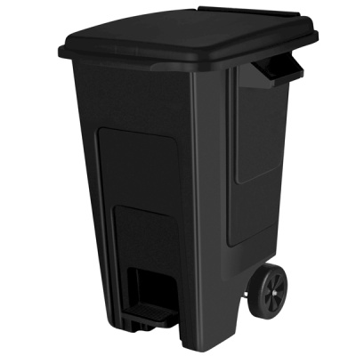 Бак для мусора с крышкой на колесах,с педалью 100л Freestyle,черный (то)