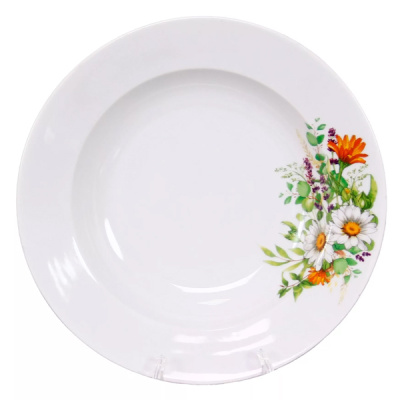 Тарелка глубокая 200мм Луговые ромашки Гладкий край