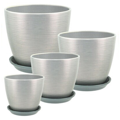 Комплект горшков Перламутр бутон серый кмпт из 4-х (РС 56)
