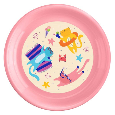 Тарелка детская плоская с декором 185мм (Розовый)(то)