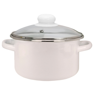 Кастрюля эмал цил бисквит 4,0л стекл/кр мет/об