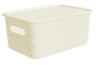 Корзинка "Береста" 3л 235х173х105мм с крышкой (слоновая кость)