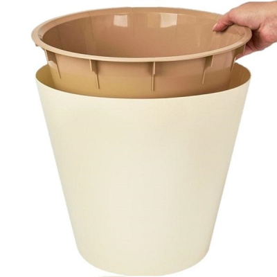 Горшок для цветов London D280мм, 10,5л c дренажной вставкой сливочный (то)