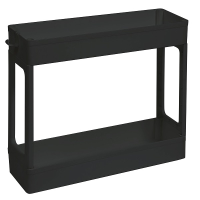 Этажерка узкая 2-х ярусная (черный) (то)