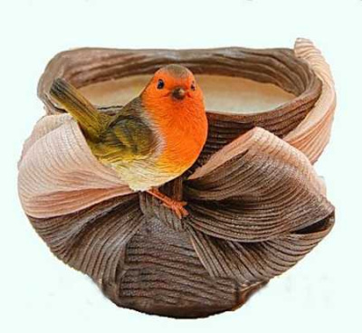 Кашпо "Птичка на шляпе с бантом"