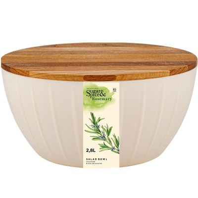 Салатник Rosemary 2,8л с деревянной крышкой (то)