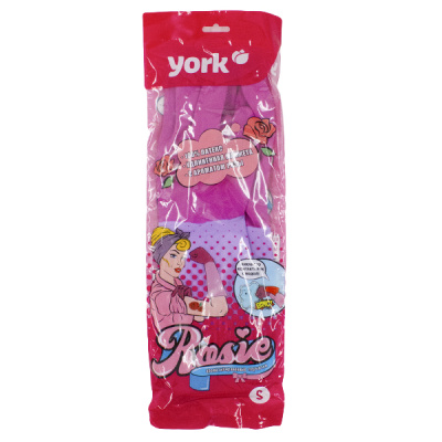 Перчатки резиновые с удлинённой манжетой ароматизированные Рози YORK (S) 