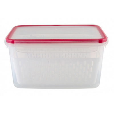 Контейнер для СВЧ 3,3л "ЭКСТРА ЛОК" L с сеткой (красный) (то)
