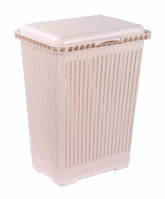 Корзина для белья "Вязаное плетение" 25л (бежевый) (то)