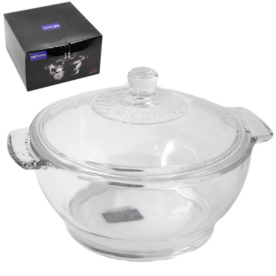 Форма для запекания стеклянная с крышкой Ø-15см h-14см (кастрюля)