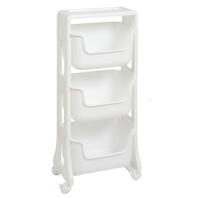 Этажерка "Junior" 3-х ярусная на колесах (белый) (то)