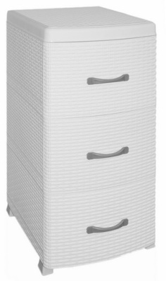 Комод 3-х секц без декора "Ротанг" белый 38х48х72см