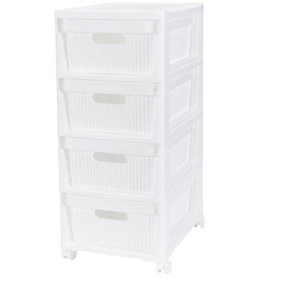 Комод "VELVET" 4 ящика (на колесиках) 300х385х690мм (Белый) (то)