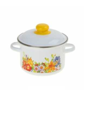 Кастрюля 2л цилиндр. Цветочная бел.