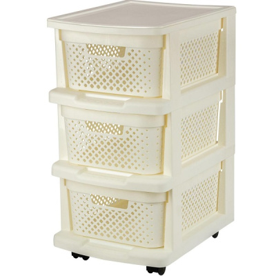 Комод 3-х секц. STOCKHOLM с корзинами на колесиках молочный туман (то)