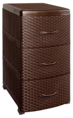 Комод 3-х секц без декора "Ротанг" коричневый 38х48х72см