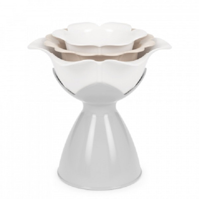 Набор воронок "Цветы" на подставке (3шт) (бело-серый) (то)