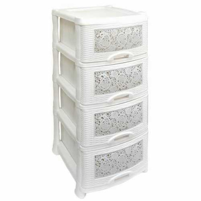 Комод 4-х секционный "Ажур" белый 39х47х95см