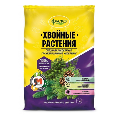 Удобрение сухое Фаско 5М  минеральное для Хвойных растений гранулированное 1 кг