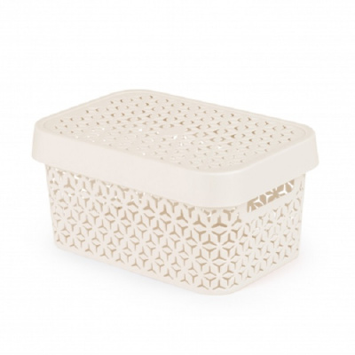 Корзина "Элемент" 5л с крышкой (бежевый) (то)