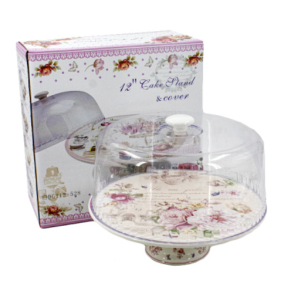 Тортовница на ножке керамическая 30см, с крышкой