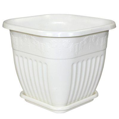 Горшок-кашпо "Лозанна" 3л с поддоном квадр. (белый)(то)