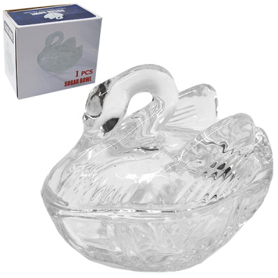 Сахарница стеклянная ЛЕБЕДЬ 13см*8см*12см