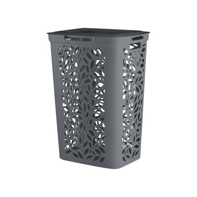 Корзина Leaves 60л с крышкой 440х340х635мм (серый)(то)