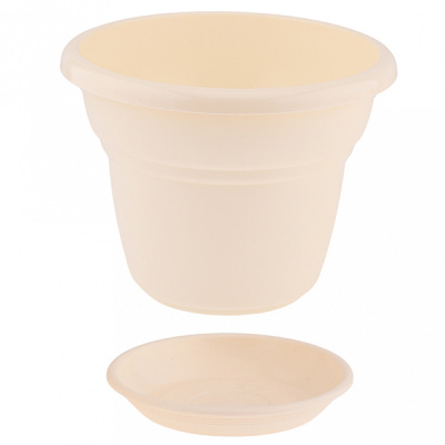 Горшок "Милано", D22, с поддоном 3,2л ваниль