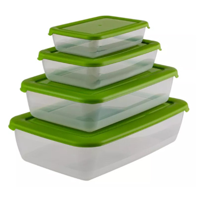 Комплект контейнеров для СВЧ (4шт) 0,45+0,9+1,9+3л прямоугольный (то)