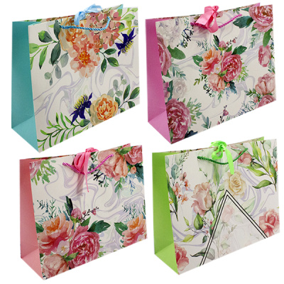 Пакет подарочный бумажный ЦВЕТЫ 39*11*30см