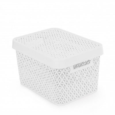 Корзина "Элемент" 17л с крышкой (белый) (то)