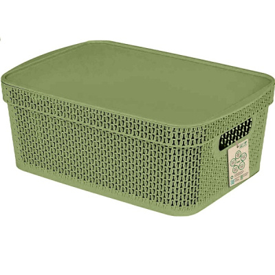Корзина прямоугольная Ajur 5л (281х185х139мм)(с крышкой) полынь (то)