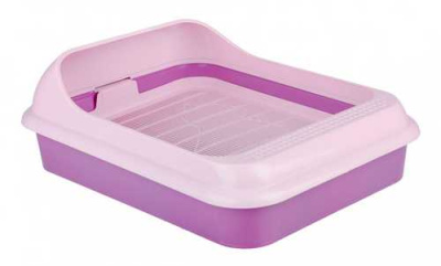 Лоток ALTA "Лекси" для кошек с рамкой и сеткой розовый (то)