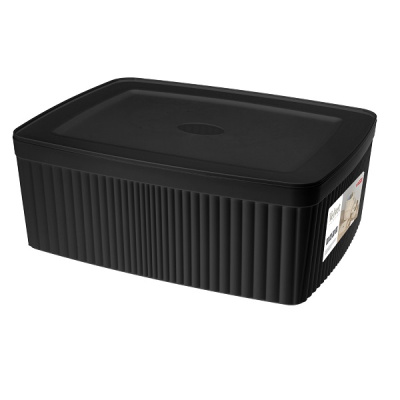 Коробка с крышкой "VELVET", 295х225х110мм, 6,55л (черный) (то)