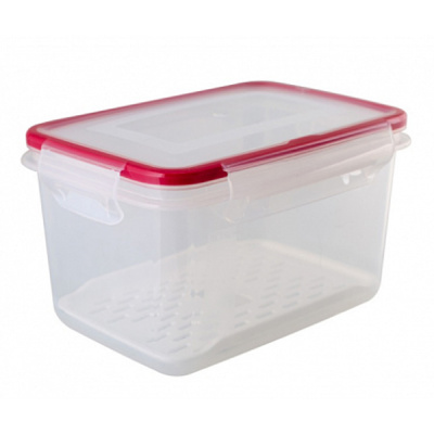 Контейнер для СВЧ 1,1л "ЭКСТРА ЛОК" S с сеткой (красный) (то)