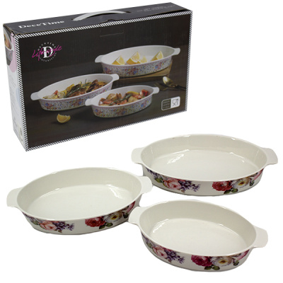 Форма для запекания керамическая, набор 3шт (36*23*6см / 31*20*5см / 27*17*5см)