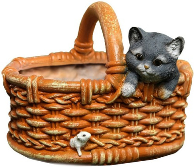 Кашпо "Котенок в лукошке"