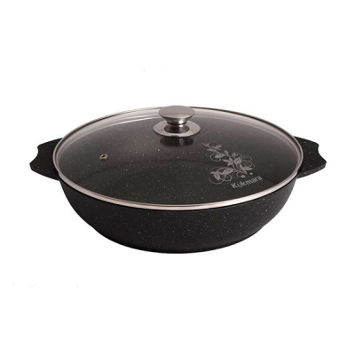 Сотейник а/пр литой 30см 2 руч стекл/кр Темный мрамор ТМ KUKMARA